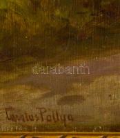 Pállya Carolus (1875-1930): Lovasszekér. Olaj, falemez (sérült), jelzett, keretben,  27×40 cm