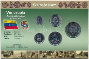 Venezuela 1989-1990. 25c-5B (5xklf) fémpénz szettben, holland nyelvű leírással T:1  Venezuela 1989-1990. 25 Centimos - 5 Bolivares (5xdiff) coin set with information in Dutch C:UNC