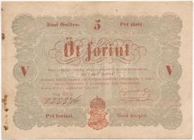 1848. 5Ft Kossuth bankó vörösesbarna T:III fo. Adamo G109
