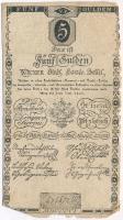 1806. 5G Bécsi városi bankócédula vízjeles papíron T:IV Habsburg Monarchy 1806. 5 Gulden Wiener-Stadt Banco-Zettel with watermark C:G  Adamo G39