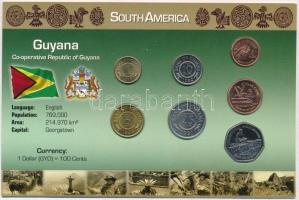 Guyana 1978-2002. 1c-10$ (7xklf) fémpénz szettben, holland nyelvű leírással T:1  Guyana 1978-2002. 1 Cent - 10 Dollars (7xdiff) coin set with information in Dutch C:UNC