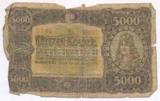 1923. 5000K Magyar Pénzjegynyomda Rt. Budapest T:IV Adamo K39