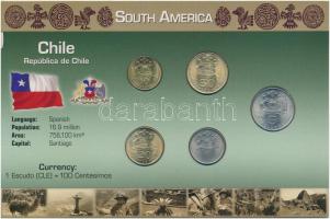 Chile 1971. 10c-5E (5xklf) fémpénz szettben, holland nyelvű leírással T:1  Chile 1971. 10 Centesimos - 5 Escudos (5xdiff) coin set with information in Dutch C:UNC