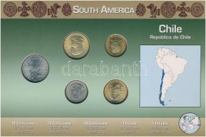 Chile 1971. 10c-5E (5xklf) fémpénz szettben, holland nyelvű leírással T:1 
Chile 1971. 10 Centesimo...