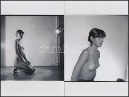 cca 1978 Felnőtt játékok, szolidan erotikus felvételek, 7 db vintage negatív (6x6 cm) + 11 vintage f...