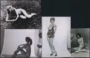cca 1980 Életvidám modellek, szolidan erotikus felvételek, 8 db vintage negatív (6x6 cm) + 11 vintag...