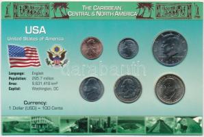 Amerikai Egyesült Államok 2001-2010. 1c-1$ (6xklf) fémpénz szettben, holland nyelvű leírással T:1  USA 2001-2010. 1 Cent - 1 Dollar (6xdiff) coin set with information in Dutch C:UNC