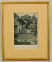 Weber József (?-?): Tabáni udvar, rézkarc, papír, jelzett, paszpartuban, üvegezett fa keretben, 27×1...