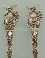 Ezüst (Ag) desszert villa (2db), szélmalom motívumos díszítéssel, jelzett, h: 15,5 cm (2×), nettó: 4...