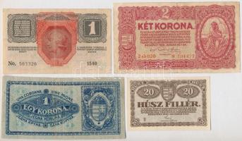 1916. 1K kék, vízszintes "Deutschösterreich" felülbélyegzéssel + 1920. 2f + 1K + 2K T:II-III