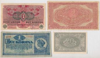 1916. 1K kék, vízszintes "Deutschösterreich" felülbélyegzéssel + 1920. 2f + 1K + 2K T:II-I...