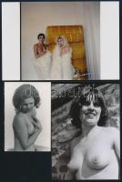 cca 1979 Femini gyönyörök, szolidan erotikus felvételek, 6 db vintage negatív + 10 db vintage fotó é...