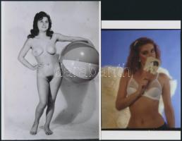 cca 1976 Ex-pozíciók, szolidan erotikus felvételek, 9 db vintage negatív + 9 db vintage fotó és/vagy...