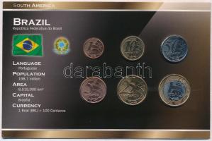 Brazília 2004-2013. 1c-1R (6xklf) fémpénz szettben, német nyelvű leírással T:1 Brazil 2004-2013. 1 Centavo - 1 Real (6xdiff) metal coins in set, with information in German language C:UNC