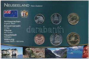 Új-Zéland 2006-2010. 5c-2$ (6xklf) fémpénz szettben, német nyelvű leírással T:1 New Zealand 2006-2010. 5 Cents - 2 Dollars (6xdiff) metal coins in set, with information in German language C:UNC