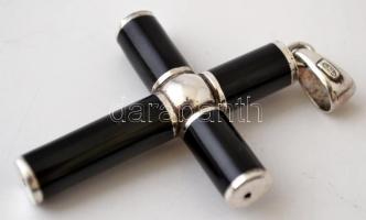 Ezüst (Ag.) és ónix kereszt medál, jelzett, 6×4 cm