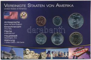 Amerikai Egyesült Államok 2005-2013. 1c-1$ (6xklf) fémpénz szettben T:1 USA 2005-2013. 1 Cent - 1 Dollar (6xdiff) metal coins in set C:UNC