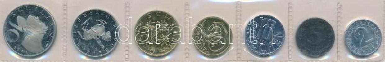 Ausztria 1975. 2gr-10Sch (7xklf) forgalmi sor lezárt fólia tokban T:1 (eredetileg PP)  Austria 1975. 2 Groschen - 10 Schilling (7xdiff) coin set in foil packing C:UNC (originally PP)