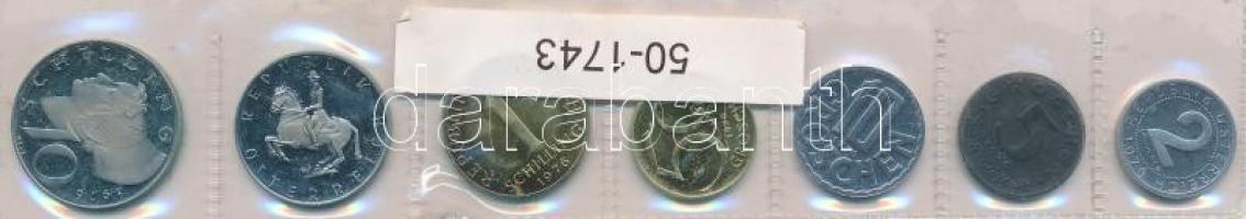Ausztria 1976. 2gr-10Sch (7xklf) forgalmi sor lezárt fólia tokban T:1 (eredetileg PP)  Austria 1976. 2 Groschen - 10 Schilling (7xdiff) coin set in foil packing C:UNC (originally PP)