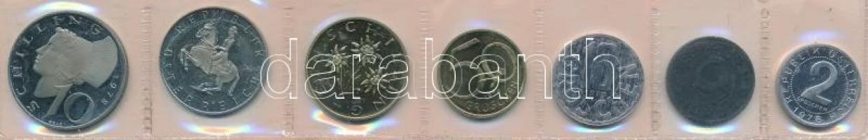 Ausztria 1978. 2gr-10Sch (7xklf) forgalmi sor lezárt fólia tokban T:1 (eredetileg PP)  Austria 1978. 2 Groschen - 10 Schilling (7xdiff) coin set in foil packing C:UNC (originally PP)