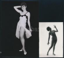 cca 1987 Bájos idomok, szolidan erotikus felvételek, 6 db vintage negatív + 9 db vintage fotó és/vag...