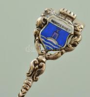 Ezüst (Ag) emlék kanál (Nordernet), zománc díszítéssel, jelzett, h: 10 cm, nettó: 8 g