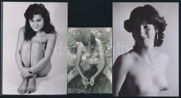 cca 1985 Izgalmas fotózások emlékei, szolidan erotikus felvételek, 8 db vintage negatív + 9 db vinta...