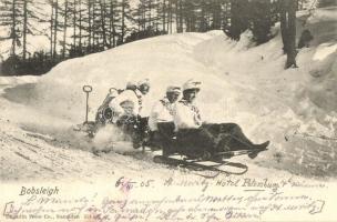 Bobsleigh / Four-men controllable bobsleigh in Switzerland. Engadin Press Co., Samaden 551. winter sport