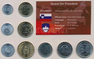 Szlovénia 1992-2006. 10s-50T (9xklf) Quest for Freedom sorozat, forgalmi sor műanyag díszcsomagolásban T:BU Slovenia 1992-2006. 10 Stotinov - 50 Tolarjev (9xdiff) Quest for Freedom series, coin set in plastic case C:BU