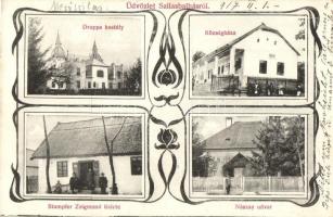 1917 Szilasbalhás, Mezőszilas; Droppa kastély, községháza, Stampfer Zsigmond üzlete, Nászay udvar. Art Nouveau (EK)