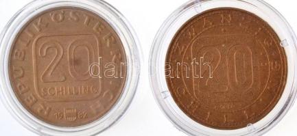 Ausztria 1980. 20Sch Cu-Ni-Al "Ausztria kilenc tartományát jelképező alakok" + 1982. 20Sch...