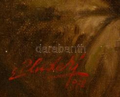 Ernani Pluderi (1913-?): Il vecchio, olaj, vászon, díszes fa keretben, 50×40 cm