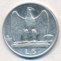 Olaszország 1927R 5L Ag "III. Viktor Emánuel" T:2 
Italy 1927R 5 Lire Ag "Vittorio E...