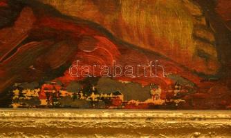 Jelzés nélkül: Női akt, olaj, karton, díszes fa keretben, 71×104 cm