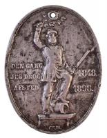 Dánia 1989. "VII. Frigyes / IX. Keresztély" ezüstözött fém emlékérem, fúrt lyukkal (47x36m...