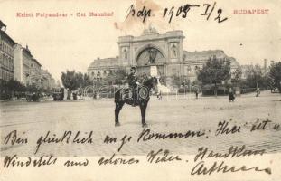 Budapest VII. Keleti pályaudvar, lovas csendőr, villamos (EK)