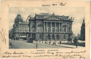 1901 Budapest VIII. Népszínház, villamos, Zálogkölcsön Intézet
