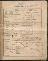 1944 Őrmester, majd törzsőrmester minősítvényi táblázata, és anyakönyvi lapjának másolata.