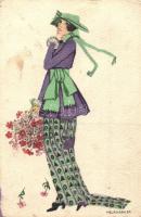 Lady with flowers. B.K.W.I. 641-4. s: Mela Koehler (fa)