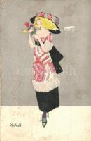 Art Nouveau lady. B.K.W.I. 746-3. s: Mela Koehler (Rb)