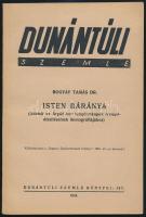 1941 Dr. Bogyay Tamás: Isten báránya. (Adatok az Árpád-kori templomkapuk ívmeződíszítéseinek ikonográfiájához.) Dunántúli Szemle könyvei. 187. Szombathely,1941, Martineum Könyvnyomda Rt., 2+95-122 p+3 t. Kiadói papírkötés.  A szerző, Dr. Bogyay Tamás (1909-1994) művészettörténész által Holub József (1885-1962) történész, jogtörténész, egyetemi tanár részére dedikált példány.