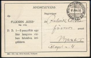 1922 Fluorin Kiss pasztilla reklámkártyája