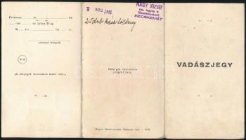 1947 Vadászjegy okmánybélyegekkel, fénykép hiányzik