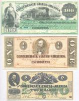 Amerikai Egyesült Államok ~1860. 3db bankjegy replika T:I,I- USA ~1860. 3pcs of banknote replicas C:UNC,AU