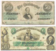 Amerikai Egyesült Államok ~1860. 2db bankjegy replika T:I,I- USA ~1860. 2pcs of banknote replicas C:UNC,AU