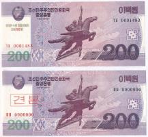 Észak-Korea 2008. 200W + 200W MINTA T:I,I- North Korea 2008. 200 Won + 200 Won SPECIMEN C.UNC,AU