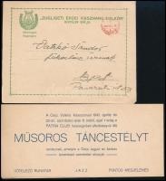 1905-1941 10 db régi báli meghívó, közte: Zugligeti Erdei Visszhang Dalkör Katalin báljának, Simonto...