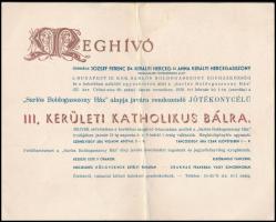 1905-1941 10 db régi báli meghívó, közte: Zugligeti Erdei Visszhang Dalkör Katalin báljának, Simonto...