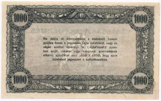 ~1920. 1000K "Vásárlási visszatérítés" kitöltetlen, olvashatatlan bélyegzéssel T:III szép ...