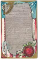 In Congress, July 4, 1776. The unanimous declaration of the thirteen United States of America. The Declaration of Independence. Raphael Tuck & Sons Independence Day Series of Postcards No. 109.Decorated litho (worn corners)